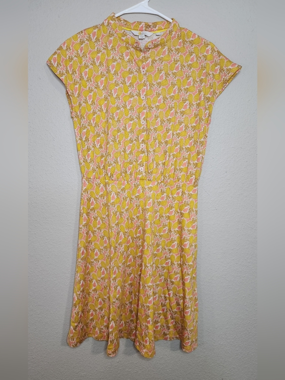 Boden Yellow Pineapple Jersey Cotton Dress Size 6